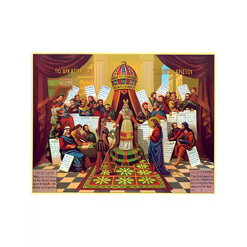 Εικόνα Ορθοδοξίας με περίγραμμα χρυσό σε ξύλο Φλαμουρίας  με  βάση Εικόνα ΧΡΙΣΤΟΥ ΔΙΚΑΣΤΗΡΙΟΝ Χειροποίητη Ελληνορθόδοξη εικόνα του Ιησού Χριστού, Κρεμαστή πλάκα βυζαντινής τέχνης, χριστιανική τέχνη Διάσταση 15x11 cm (5,9x4,3 ίντσες)  INTRAEK-337757863788