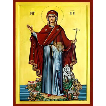 Εικόνα Ορθοδοξίας με περίγραμμα χρυσό σε ξύλο Φλαμουρίας με βάση Εικόνα ΠΑΝΑΓΙΑ, ΗΓΟΥΜΕΝΗ ΤΟΥ ΑΓΙΟΥ ΟΡΟΥΣ, ΟΛΟΣΩΜΗ Χειροποίητη Ελληνορθόδοξη εικόνα του Ιησού Χριστού, Κρεμαστή πλάκα βυζαντινής τέχνης, χριστιανική τέχνη Διάσταση 15x11 cm (5,9x4,3 ίντσες) INTRAEK-337757863696 - Image 1