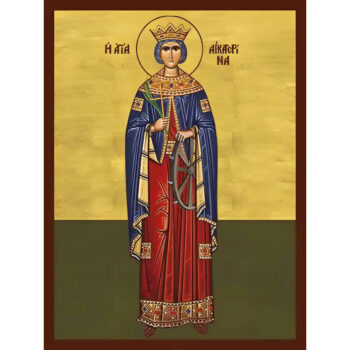 Εικόνα Ορθοδοξίας με περίγραμμα χρυσό σε ξύλο Φλαμουρίας με βάση Εικόνα ΑΓΙΑ ΑΙΚΑΤΕΡΙΝΗ Η ΜΕΓΑΛΟΜΑΡΤΥΣ, ΑΛΕΞΑΝΔΡΕΙΑΣ, ΟΛΟΣΩΜΗ Χειροποίητη Ελληνορθόδοξη εικόνα του Ιησού Χριστού, Κρεμαστή πλάκα βυζαντινής τέχνης, χριστιανική τέχνη 21x15 cm (8,3x5,9 ίντσες) INTRAEK-66497757865415 - Image 1