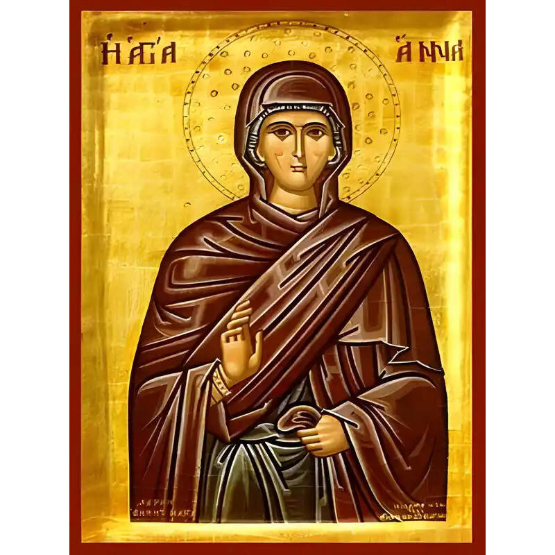 Εικόνα Ορθοδοξίας με περίγραμμα χρυσό σε ξύλο Φλαμουρίας  με  βάση Εικόνα ΑΓΙΑ ΑΝΝΑ Χειροποίητη Ελληνορθόδοξη εικόνα του Ιησού Χριστού, Κρεμαστή πλάκα βυζαντινής τέχνης, χριστιανική τέχνη 21x15 cm (8,3x5,9 ίντσες) INTRAEK-66497757865399