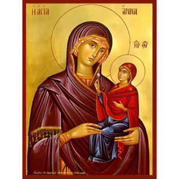 Εικόνα Ορθοδοξίας με περίγραμμα χρυσό σε ξύλο Φλαμουρίας με βάση Εικόνα ΑΓΙΑ ΑΝΝΑ ΜΕ ΠΑΝΑΓΙΑ Χειροποίητη Ελληνορθόδοξη εικόνα του Ιησού Χριστού, Κρεμαστή πλάκα βυζαντινής τέχνης, χριστιανική τέχνη 21x15 cm (8,3x5,9 ίντσες) INTRAEK-66497757865397 - Image 1