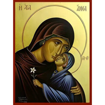 Εικόνα Ορθοδοξίας με περίγραμμα χρυσό σε ξύλο Φλαμουρίας με βάση Εικόνα ΑΓΙΑ ΑΝΝΑ ΜΕ ΠΑΝΑΓΙΑ, ΠΡΟΤΟΜΗ Χειροποίητη Ελληνορθόδοξη εικόνα του Ιησού Χριστού, Κρεμαστή πλάκα βυζαντινής τέχνης, χριστιανική τέχνη 21x15 cm (8,3x5,9 ίντσες) INTRAEK-66497757865393 - Image 1