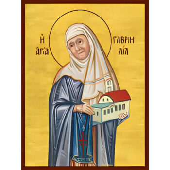 Εικόνα Ορθοδοξίας με περίγραμμα χρυσό σε ξύλο Φλαμουρίας  με  βάση Εικόνα ΑΓΙΑ ΓΑΒΡΙΗΛΙΑ ΠΑΠΑΓΙΑΝΝΗ Χειροποίητη Ελληνορθόδοξη εικόνα του Ιησού Χριστού, Κρεμαστή πλάκα βυζαντινής τέχνης, χριστιανική τέχνη 21x15 cm (8,3x5,9 ίντσες) INTRAEK-66497757865377 - Image 1