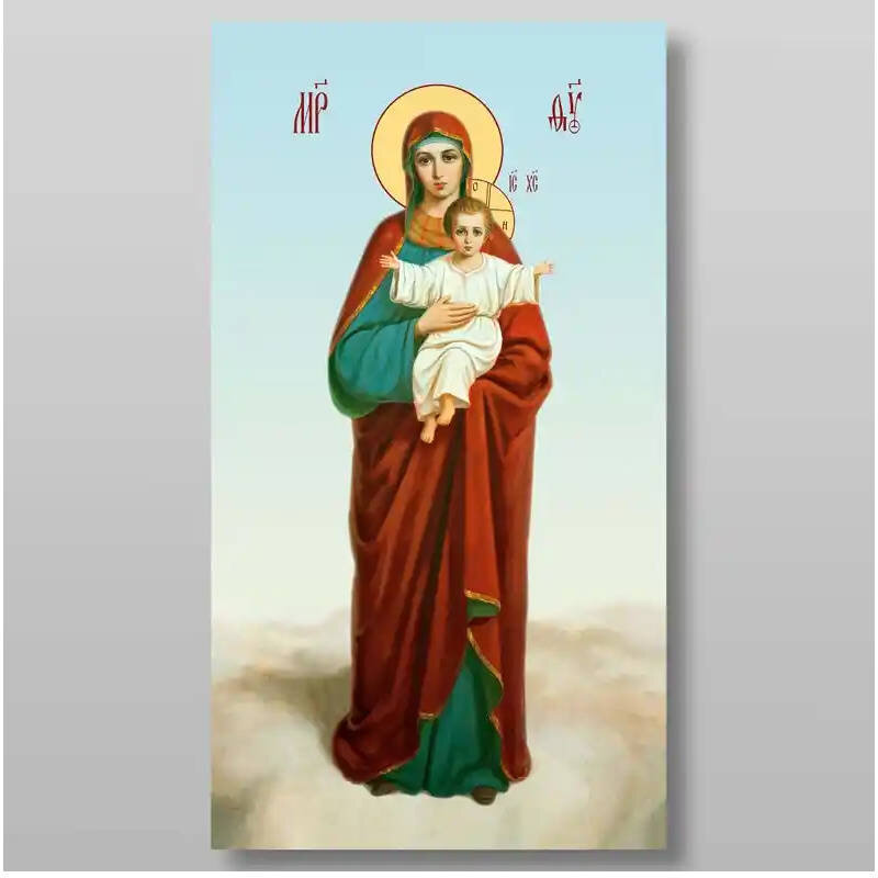 Εικόνα Ορθοδοξίας με περίγραμμα χρυσό σε ξύλο Φλαμουρίας  με  βάση The Mother of God Blessed Heaven Χειροποίητη Ελληνορθόδοξη , Κρεμαστή πλάκα βυζαντινής τέχνης, χριστιανική τέχνη Διάσταση 50x40 cm (19,7 x 15,8 ίντσες) INTRAEK-65432908