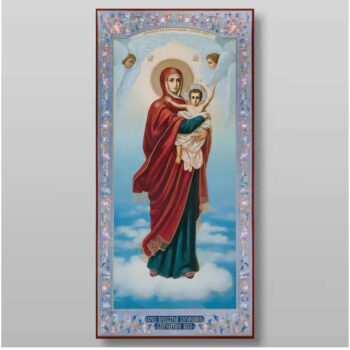 Εικόνα Ορθοδοξίας με περίγραμμα χρυσό σε ξύλο Φλαμουρίας  με  βάση The Mother of God Blessed Heaven Χειροποίητη Ελληνορθόδοξη , Κρεμαστή πλάκα βυζαντινής τέχνης, χριστιανική τέχνη Διάσταση 50x40 cm (19,7 x 15,8 ίντσες) INTRAEK-65432907 - Image 1