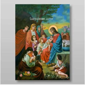 Εικόνα Ορθοδοξίας με περίγραμμα χρυσό σε ξύλο Φλαμουρίας με βάση Ευλογία Παίδων Χειροποίητη Ελληνορθόδοξη , Κρεμαστή πλάκα βυζαντινής τέχνης, χριστιανική τέχνη Διάσταση 50x40 cm (19,7 x 15,8 ίντσες) INTRAEK-65432889 - Image 1