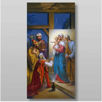 Εικόνα Ορθοδοξίας με περίγραμμα χρυσό σε ξύλο Φλαμουρίας  με  βάση Λατρεία των Μάγων για  ορθόδοξων πινάκων.Χειροποίητη Ελληνορθόδοξη , Κρεμαστή πλάκα βυζαντινής τέχνης, χριστιανική τέχνη Διάσταση 50x40 cm (19,7 x 15,8 ίντσες) INTRAEK-65432884 - Image 1