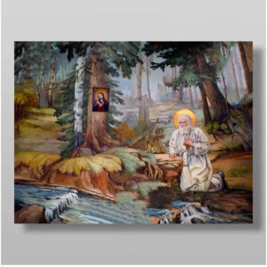 Εικόνα Ορθοδοξίας με περίγραμμα χρυσό σε ξύλο Φλαμουρίας  με  βάση Σεραφείμ στην πέτρα Χειροποίητη Ελληνορθόδοξη , Κρεμαστή πλάκα βυζαντινής τέχνης, χριστιανική τέχνη Διάσταση 50x40 cm (19,7 x 15,8 ίντσες) INTRAEK-65432873