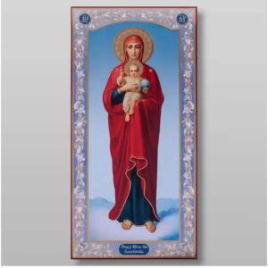 Εικόνα Ορθοδοξίας με περίγραμμα χρυσό σε ξύλο Φλαμουρίας με βάση Η Μητέρα του Θεού Valaamskaya Χειροποίητη Ελληνορθόδοξη , Κρεμαστή πλάκα βυζαντινής τέχνης, χριστιανική τέχνη Διάσταση 50x40 cm (19,7 x 15,8 ίντσες) INTRAEK-65432861