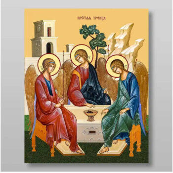Εικόνα Ορθοδοξίας με περίγραμμα χρυσό σε ξύλο Φλαμουρίας  με  βάση Η Αγία Τριάδα Χειροποίητη Ελληνορθόδοξη , Κρεμαστή πλάκα βυζαντινής τέχνης, χριστιανική τέχνη Διάσταση 50x40 cm (19,7 x 15,8 ίντσες) INTRAEK-65432857 - Image 1