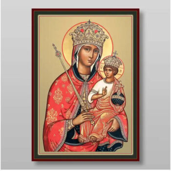 Εικόνα Ορθοδοξίας με περίγραμμα χρυσό σε ξύλο Φλαμουρίας με βάση Εικόνα της Θεοτόκου του Γαλατά Χειροποίητη Ελληνορθόδοξη , Κρεμαστή πλάκα βυζαντινής τέχνης, χριστιανική τέχνη Διάσταση 50x40 cm (19,7 x 15,8 ίντσες) INTRAEK-65432853 - Image 1