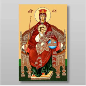 Εικόνα Ορθοδοξίας με περίγραμμα χρυσό σε ξύλο Φλαμουρίας  με  βάση Εικόνα της Θεοτόκου της βασιλεύουσας Χειροποίητη Ελληνορθόδοξη , Κρεμαστή πλάκα βυζαντινής τέχνης, χριστιανική τέχνη Διάσταση 50x40 cm (19,7 x 15,8 ίντσες) INTRAEK-65432845