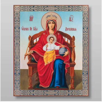 Εικόνα Ορθοδοξίας με περίγραμμα χρυσό σε ξύλο Φλαμουρίας  με  βάση Εικόνα της Θεοτόκου της βασιλεύουσας Χειροποίητη Ελληνορθόδοξη , Κρεμαστή πλάκα βυζαντινής τέχνης, χριστιανική τέχνη Διάσταση 50x40 cm (19,7 x 15,8 ίντσες) INTRAEK-65432843 - Image 1