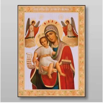 Εικόνα Ορθοδοξίας με περίγραμμα χρυσό σε ξύλο Φλαμουρίας με βάση Εικόνα της Μητέρας του Θεού It is Truly Meet Χειροποίητη Ελληνορθόδοξη , Κρεμαστή πλάκα βυζαντινής τέχνης, χριστιανική τέχνη Διάσταση 50x40 cm (19,7 x 15,8 ίντσες) INTRAEK-65432841 - Image 1