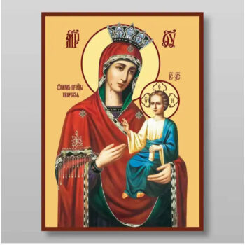 Εικόνα Ορθοδοξίας με περίγραμμα χρυσό σε ξύλο Φλαμουρίας με βάση Εικόνα της Θεοτόκου Ιβήρων Χειροποίητη Ελληνορθόδοξη , Κρεμαστή πλάκα βυζαντινής τέχνης, χριστιανική τέχνη Διάσταση 50x40 cm (19,7 x 15,8 ίντσες) INTRAEK-65432812 - Image 1