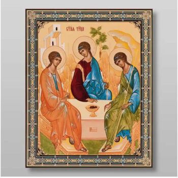 Εικόνα Ορθοδοξίας με περίγραμμα χρυσό σε ξύλο Φλαμουρίας με βάση Η Αγία Τριάδα Χειροποίητη Ελληνορθόδοξη , Κρεμαστή πλάκα βυζαντινής τέχνης, χριστιανική τέχνη Διάσταση 50x40 cm (19,7 x 15,8 ίντσες) INTRAEK-65432805 - Image 1