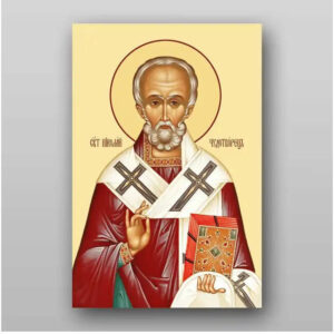 Εικόνα Ορθοδοξίας με περίγραμμα χρυσό σε ξύλο Φλαμουρίας με βάση Εικόνα του Αγίου Νικολάου - Χειροποίητη Ελληνορθόδοξη , Κρεμαστή πλάκα βυζαντινής τέχνης, χριστιανική τέχνη Διάσταση 50x40 cm (19,7 x 15,8 ίντσες) INTRAEK-65432800