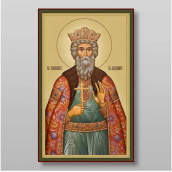 Εικόνα Ορθοδοξίας με περίγραμμα χρυσό σε ξύλο Φλαμουρίας με βάση Vladimir Equal to the Apostles Grand Duke, Χειροποίητη Ελληνορθόδοξη , Κρεμαστή πλάκα βυζαντινής τέχνης, χριστιανική τέχνη Διάσταση 50x40 cm (19,7 x 15,8 ίντσες) INTRAEK-65432780 - Image 1