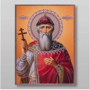 Εικόνα Ορθοδοξίας με περίγραμμα χρυσό σε ξύλο Φλαμουρίας με βάση Vladimir Equal to the Apostles Grand Duke, Χειροποίητη Ελληνορθόδοξη , Κρεμαστή πλάκα βυζαντινής τέχνης, χριστιανική τέχνη Διάσταση 50x40 cm (19,7 x 15,8 ίντσες) INTRAEK-65432777