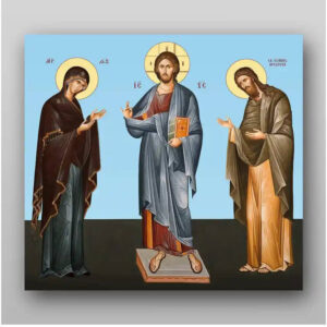 Εικόνα Ορθοδοξίας με περίγραμμα χρυσό σε ξύλο Φλαμουρίας με βάση Jesus Christ Deesis - Χειροποίητη Ελληνορθόδοξη , Κρεμαστή πλάκα βυζαντινής τέχνης, χριστιανική τέχνη Διάσταση 50x40 cm (19,7 x 15,8 ίντσες) INTRAEK-65432766