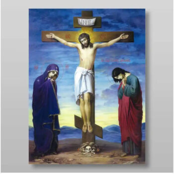 Εικόνα Ορθοδοξίας με περίγραμμα χρυσό σε ξύλο Φλαμουρίας  με  βάση Γολγοθά Χειροποίητη Ελληνορθόδοξη , Κρεμαστή πλάκα βυζαντινής τέχνης, χριστιανική τέχνη Διάσταση 50x40 cm (19,7 x 15,8 ίντσες) INTRAEK-65432759 - Image 1