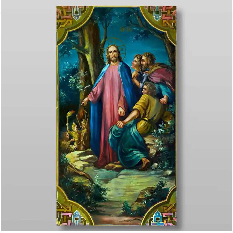 Εικόνα Ορθοδοξίας με περίγραμμα χρυσό σε ξύλο Φλαμουρίας  με  βάση Στον Κήπο της Γεθσημανή Χειροποίητη Ελληνορθόδοξη , Κρεμαστή πλάκα βυζαντινής τέχνης, χριστιανική τέχνη Διάσταση 50x40 cm (19,7 x 15,8 ίντσες) INTRAEK-65432730