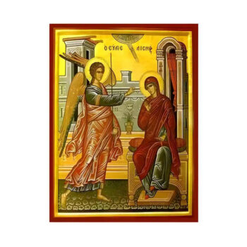 Εικόνα Ορθοδοξίας με περίγραμμα χρυσό σε ξύλο Φλαμουρίας  με  βάση Εικόνα Ευαγγελισμός της Θεοτόκου Χειροποίητη Ελληνορθόδοξη , Κρεμαστή πλάκα βυζαντινής τέχνης, χριστιανική τέχνη Διάσταση 10x7 cm (3,9 x 2,8 ίντσες) INTRAEK-671346 - Image 1