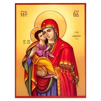 Εικόνα Ορθοδοξίας με περίγραμμα χρυσό σε ξύλο Φλαμουρίας  με  βάση Εικόνα Παναγία Ακαθίστου Χειροποίητη Ελληνορθόδοξη , Κρεμαστή πλάκα βυζαντινής τέχνης, χριστιανική τέχνη Διάσταση 10x7 cm (3,9 x 2,8 ίντσες) INTRAEK-671334 - Image 1