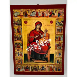 Εικόνα Ορθοδοξίας με περίγραμμα χρυσό σε ξύλο Φλαμουρίας  με  βάση Εικόνα Παναγία Ακαθίστου Χειροποίητη Ελληνορθόδοξη , Κρεμαστή πλάκα βυζαντινής τέχνης, χριστιανική τέχνη Διάσταση 10x7 cm (3,9 x 2,8 ίντσες) INTRAEK-671333