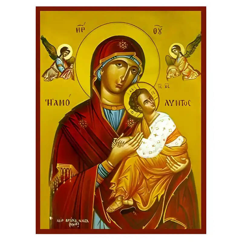 Εικόνα Ορθοδοξίας με περίγραμμα χρυσό σε ξύλο Φλαμουρίας  με  βάση Εικόνα Παναγία Αμόλυντος Χειροποίητη Ελληνορθόδοξη , Κρεμαστή πλάκα βυζαντινής τέχνης, χριστιανική τέχνη Διάσταση 10x7 cm (3,9 x 2,8 ίντσες) INTRAEK-671331
