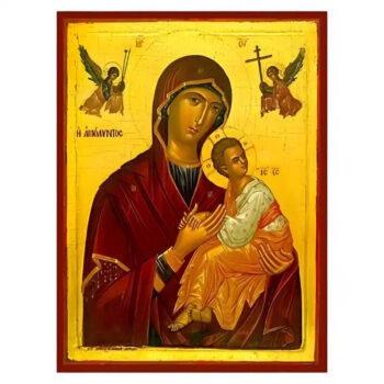 Εικόνα Ορθοδοξίας με περίγραμμα χρυσό σε ξύλο Φλαμουρίας  με  βάση Εικόνα Παναγία Αμόλυντος Χειροποίητη Ελληνορθόδοξη , Κρεμαστή πλάκα βυζαντινής τέχνης, χριστιανική τέχνη Διάσταση 10x7 cm (3,9 x 2,8 ίντσες) INTRAEK-671330 - Image 1