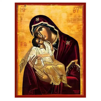 Εικόνα Ορθοδοξίας με περίγραμμα χρυσό σε ξύλο Φλαμουρίας  με  βάση Εικόνα Παναγία Γλυκοφιλούσα Χειροποίητη Ελληνορθόδοξη , Κρεμαστή πλάκα βυζαντινής τέχνης, χριστιανική τέχνη Διάσταση 10x7 cm (3,9 x 2,8 ίντσες) INTRAEK-671314 - Image 1