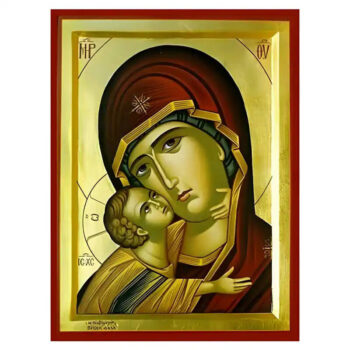 Εικόνα Ορθοδοξίας με περίγραμμα χρυσό σε ξύλο Φλαμουρίας με βάση Εικόνα Παναγία Γλυκοφιλούσα Χειροποίητη Ελληνορθόδοξη , Κρεμαστή πλάκα βυζαντινής τέχνης, χριστιανική τέχνη Διάσταση 10x7 cm (3,9 x 2,8 ίντσες) INTRAEK-671312 - Image 1