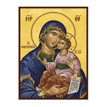 Εικόνα Ορθοδοξίας με περίγραμμα χρυσό σε ξύλο Φλαμουρίας  με  βάση Εικόνα Παναγία Γλυκοφιλούσα Χειροποίητη Ελληνορθόδοξη , Κρεμαστή πλάκα βυζαντινής τέχνης, χριστιανική τέχνη Διάσταση 10x7 cm (3,9 x 2,8 ίντσες) INTRAEK-671303 - Image 1