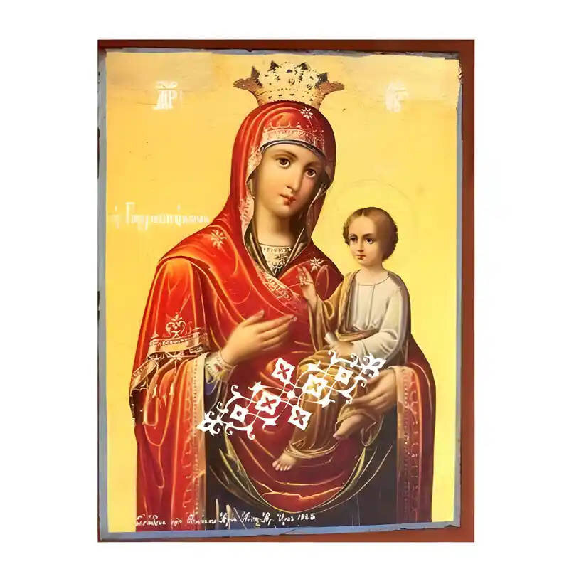 Εικόνα Ορθοδοξίας με περίγραμμα χρυσό σε ξύλο Φλαμουρίας  με  βάση Εικόνα Παναγία Γοργοϋπήκοος Χειροποίητη Ελληνορθόδοξη , Κρεμαστή πλάκα βυζαντινής τέχνης, χριστιανική τέχνη Διάσταση 10x7 cm (3,9 x 2,8 ίντσες) INTRAEK-671294