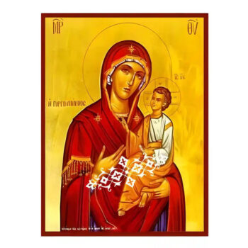 Εικόνα Ορθοδοξίας με περίγραμμα χρυσό σε ξύλο Φλαμουρίας  με  βάση Εικόνα Παναγία Γοργοϋπήκοος Χειροποίητη Ελληνορθόδοξη , Κρεμαστή πλάκα βυζαντινής τέχνης, χριστιανική τέχνη Διάσταση 10x7 cm (3,9 x 2,8 ίντσες) INTRAEK-671292 - Image 1