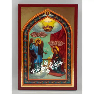 Εικόνα Ορθοδοξίας με περίγραμμα χρυσό σε ξύλο Φλαμουρίας  με  βάση Εικόνα Παναγία Ευαγγελίστρια Χειροποίητη Ελληνορθόδοξη , Κρεμαστή πλάκα βυζαντινής τέχνης, χριστιανική τέχνη Διάσταση 10x7 cm (3,9 x 2,8 ίντσες) INTRAEK-671283