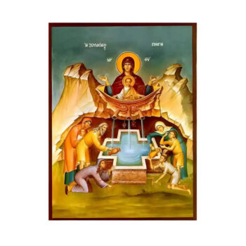 Εικόνα Ορθοδοξίας με περίγραμμα χρυσό σε ξύλο Φλαμουρίας με βάση Εικόνα Παναγία Ζωοδόχος Πηγή Χειροποίητη Ελληνορθόδοξη , Κρεμαστή πλάκα βυζαντινής τέχνης, χριστιανική τέχνη Διάσταση 10x7 cm (3,9 x 2,8 ίντσες) INTRAEK-671280 - Image 1