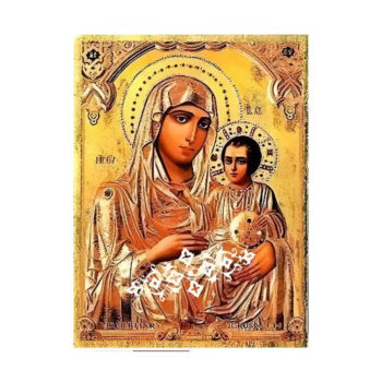 Εικόνα Ορθοδοξίας με περίγραμμα χρυσό σε ξύλο Φλαμουρίας με βάση Εικόνα Παναγία Ιεροσολυμίτισσα Χειροποίητη Ελληνορθόδοξη , Κρεμαστή πλάκα βυζαντινής τέχνης, χριστιανική τέχνη Διάσταση 10x7 cm (3,9 x 2,8 ίντσες) INTRAEK-671268 - Image 1