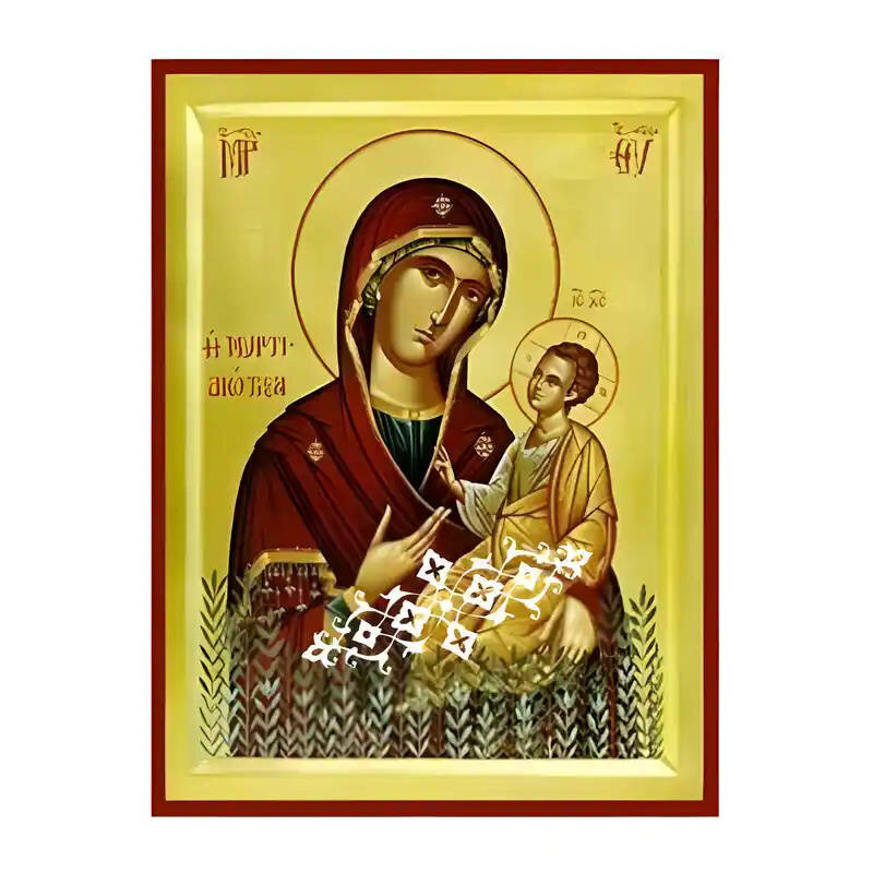 Εικόνα Ορθοδοξίας με περίγραμμα χρυσό σε ξύλο Φλαμουρίας  με  βάση Εικόνα Παναγία Μυρτιδιώτισσα Χειροποίητη Ελληνορθόδοξη , Κρεμαστή πλάκα βυζαντινής τέχνης, χριστιανική τέχνη Διάσταση 10x7 cm (3,9 x 2,8 ίντσες) INTRAEK-671248