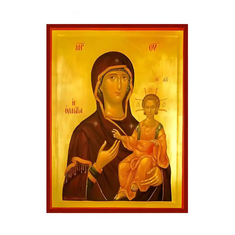 Εικόνα Ορθοδοξίας με περίγραμμα χρυσό σε ξύλο Φλαμουρίας  με  βάση Εικόνα Παναγία Οδηγήτρια Χειροποίητη Ελληνορθόδοξη , Κρεμαστή πλάκα βυζαντινής τέχνης, χριστιανική τέχνη Διάσταση 10x7 cm (3,9 x 2,8 ίντσες) INTRAEK-671244