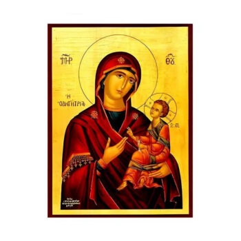 Εικόνα Ορθοδοξίας με περίγραμμα χρυσό σε ξύλο Φλαμουρίας με βάση Εικόνα Παναγία Οδηγήτρια Χειροποίητη Ελληνορθόδοξη , Κρεμαστή πλάκα βυζαντινής τέχνης, χριστιανική τέχνη Διάσταση 10x7 cm (3,9 x 2,8 ίντσες) INTRAEK-671242 - Image 1