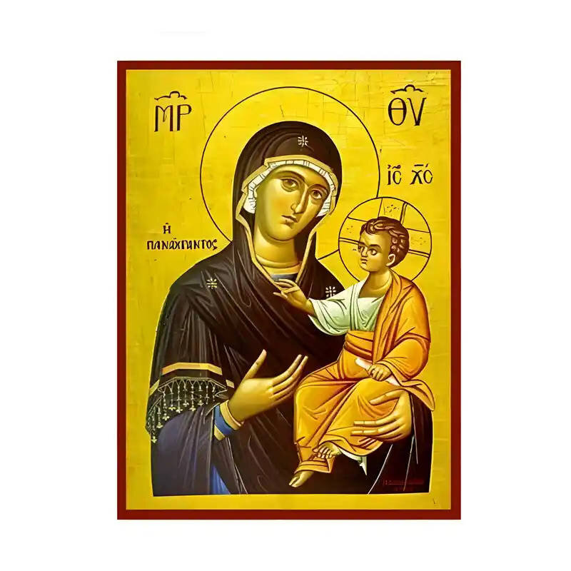 Εικόνα Ορθοδοξίας με περίγραμμα χρυσό σε ξύλο Φλαμουρίας  με  βάση Εικόνα Παναγία Οδηγήτρια, Πανάχραντος Χειροποίητη Ελληνορθόδοξη , Κρεμαστή πλάκα βυζαντινής τέχνης, χριστιανική τέχνη Διάσταση 10x7 cm (3,9 x 2,8 ίντσες) INTRAEK-671232