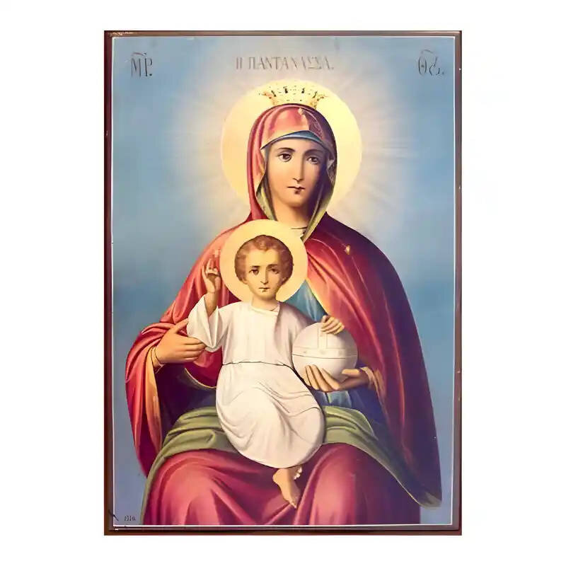 Εικόνα Ορθοδοξίας με περίγραμμα χρυσό σε ξύλο Φλαμουρίας  με  βάση Εικόνα Παναγία Παντάνασσα Χειροποίητη Ελληνορθόδοξη , Κρεμαστή πλάκα βυζαντινής τέχνης, χριστιανική τέχνη Διάσταση 10x7 cm (3,9 x 2,8 ίντσες) INTRAEK-671230