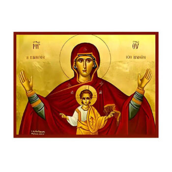 Εικόνα Ορθοδοξίας με περίγραμμα χρυσό σε ξύλο Φλαμουρίας  με  βάση Εικόνα Παναγία Πλατυτέρα των Ουρανών Χειροποίητη Ελληνορθόδοξη , Κρεμαστή πλάκα βυζαντινής τέχνης, χριστιανική τέχνη Διάσταση 10x7 cm (3,9 x 2,8 ίντσες) INTRAEK-671221 - Image 1