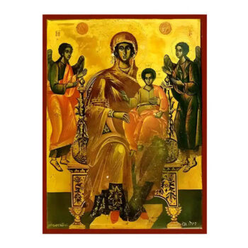 Εικόνα Ορθοδοξίας με περίγραμμα χρυσό σε ξύλο Φλαμουρίας  με  βάση Εικόνα Παναγία Πλατυτέρα των Ουρανών Χειροποίητη Ελληνορθόδοξη , Κρεμαστή πλάκα βυζαντινής τέχνης, χριστιανική τέχνη Διάσταση 10x7 cm (3,9 x 2,8 ίντσες) INTRAEK-671218 - Image 1